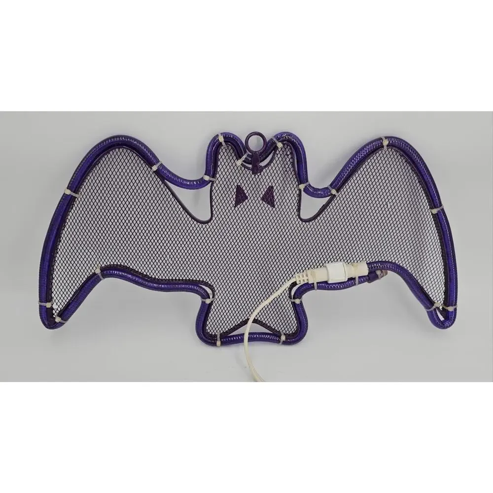 Vintage Halloween Decoration Bat Light Window Hanging Purple Mesh Metal Vampire